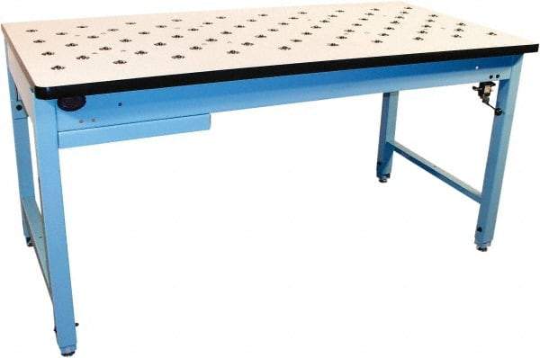 Proline - 1 Drawer, Retractable Ball Transfer Station - 800 Lb Capacity, ESD Laminate Top, Light Blue, 60" Wide x 36" High x 30" Long - Eagle Tool & Supply
