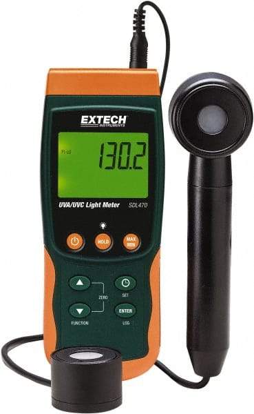 Extech - Light Meters Compatible Lighting: UVA; UVC Maximum Measurement (UV): 20mW/cm2 - Eagle Tool & Supply