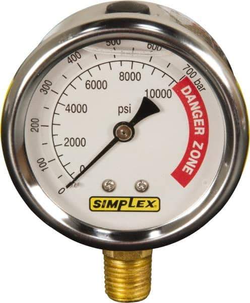 TK Simplex - Hydraulic Pressure Gages & Adapters Type: Liquid-Filled Gauge Pressure Rating: 0 - 10000 - Eagle Tool & Supply