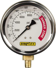 TK Simplex - Hydraulic Pressure Gages & Adapters Type: Liquid-Filled Gauge Pressure Rating: 0 - 10000 - Eagle Tool & Supply