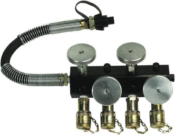 TK Simplex - 3/8" Inlet, 3/8" Outlet Manifold - 9" Long x 3-1/2" Wide x 3" High, 10,000 Max PSI, 1 Inlet Port, 4 Outlet Ports - Eagle Tool & Supply