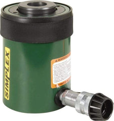 TK Simplex - 2-1/2" Stroke, 30 Ton Portable Hydraulic Hollow Hole Cylinder - 7.22 Sq In Effective Area, 18.05 Cu In Oil Capacity, 7.03 to 9.53" High, 2-1/2" Plunger Diam, 10,000 Max psi - Eagle Tool & Supply