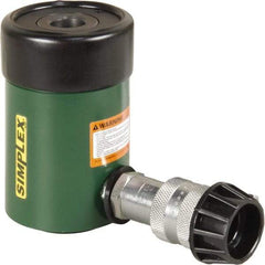 TK Simplex - 1-5/8" Stroke, 12 Ton Portable Hydraulic Hollow Hole Cylinder - 2.76 Sq In Effective Area, 4.5 Cu In Oil Capacity, 4.75 to 6.38" High, 1-3/8" Plunger Diam, 10,000 Max psi - Eagle Tool & Supply