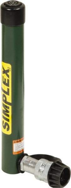 TK Simplex - 9-3/16" Stroke, 5 Ton Portable Hydraulic Single Acting Cylinder - 0.99 Sq In Effective Area, 9.07 Cu In Oil Capacity, 12.83 to 22.01" High, 1" Cyl Bore Diam, 1-1/8" Plunger Diam, 10,000 Max psi - Eagle Tool & Supply