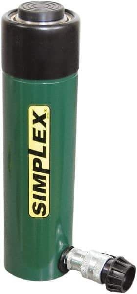 TK Simplex - 8-1/4" Stroke, 30 Ton Portable Hydraulic Single Acting Cylinder - 6.49 Sq In Effective Area, 53.6 Cu In Oil Capacity, 15.25 to 23.5" High, 2.25" Cyl Bore Diam, 2-7/8" Plunger Diam, 10,000 Max psi - Eagle Tool & Supply