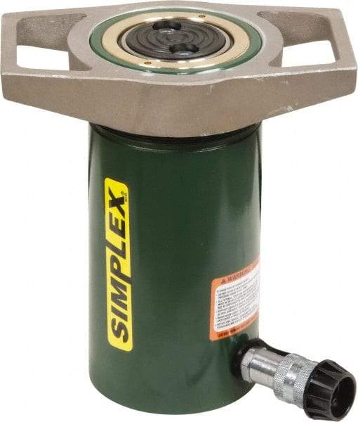 TK Simplex - 10-1/4" Stroke, 100 Ton Portable Hydraulic Single Acting Cylinder - 20.63 Sq In Effective Area, 212 Cu In Oil Capacity, 17.69 to 27.94" High, 4.13" Cyl Bore Diam, 5-1/8" Plunger Diam, 10,000 Max psi - Eagle Tool & Supply