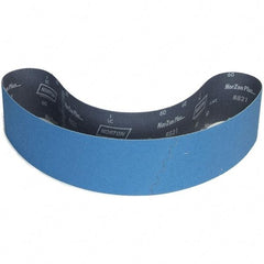 Norton - 4" Wide x 59" OAL, 40 Grit, Zirconia Alumina Abrasive Belt - Zirconia Alumina, Coated, Y Weighted Cloth Backing - Eagle Tool & Supply