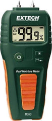 Extech - 32 to 122°F Operating Temp, Moisture Meter - LCD Display, Includes (2) Pins, Protective Cap, 9V Battery - Eagle Tool & Supply