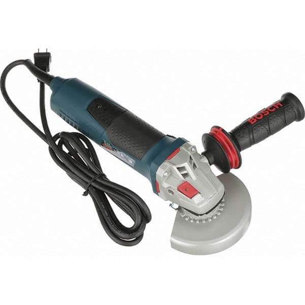 Bosch - 5" Wheel Diam, 11,500 RPM, Corded Angle & Disc Grinder - 5/8-11 Spindle, 120 Volts, 13 Amps - Eagle Tool & Supply