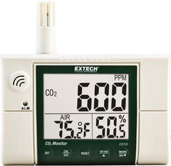 Extech - Visual, Audible Alarm, LCD Display, Indoor Air Quality Monitor - Monitors Carbon Dioxide - Eagle Tool & Supply