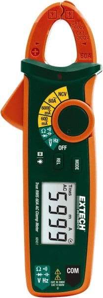 Extech - MA61, CAT III, Digital True RMS Clamp Meter with 0.7" Clamp On Jaws - 600 VAC/VDC, 60 AC Amps, Measures Voltage, Capacitance, Continuity, Current, Frequency, Resistance - Eagle Tool & Supply