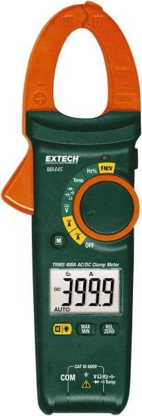 Extech - MA445, CAT III, Digital True RMS Auto Ranging Clamp Meter with Clamp On Jaws - 600 VAC/VDC, 400 AC/DC Amps, Measures Voltage, Capacitance, Continuity, Current, Frequency, Resistance, Temperature - Eagle Tool & Supply