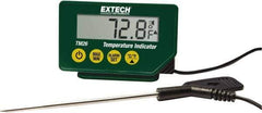 Extech - -40 to 392°F Waterproof Digital Thermometer - LCD Display, Stainless Steel Probe Sensor, CR-2032 Power - Eagle Tool & Supply