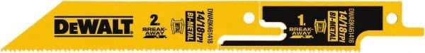 DeWALT - 6" Long x 1" Thick, Bi-Metal Reciprocating Saw Blade - Straight Profile, 14 to 18 TPI, Toothed Edge, Tang Shank - Eagle Tool & Supply