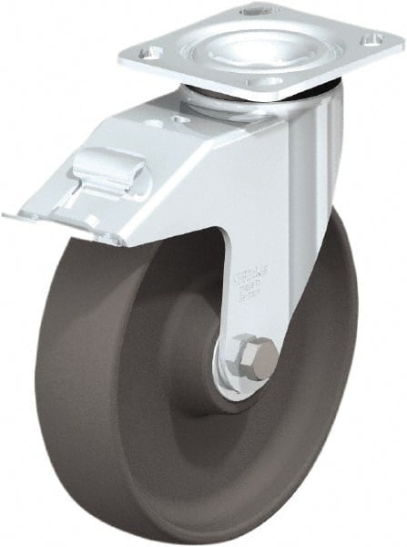 Swivel Top Plate Caster: Nylon, 8″ Wheel Dia, 2″ Wheel Width, 1,250 lb Capacity, 2-23/64″ OAH Nylon, 1,250 Lb Capacity, Ball Bearing, 4 x 4-1/2″ Plate