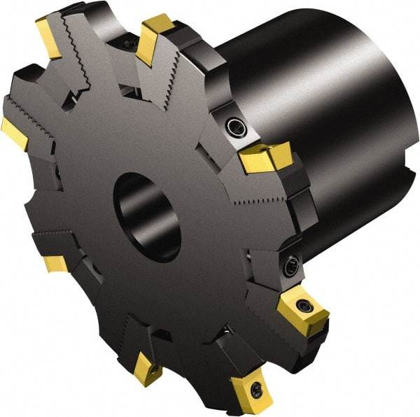 Sandvik Coromant - 27 Connection, 77mm Cutter Diam, 1-1/16" Hole Diam, 6 Tooth Indexable Slotting Cutter - R331.52..Qxx..R Toolholder, N331.1A-08 Insert, Right Hand Cutting Direction - Eagle Tool & Supply