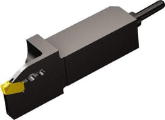 Sandvik Coromant - QSQD, External, Left Hand, 0.8" Max Depth of Cut, Indexable Grooving Tool Holder - QD-NE-0200-0002-CM Insert Compatibility, 5/8" Shank Height, 5/8" Shank Width, 2.7559" OAL, Through Coolant - Eagle Tool & Supply