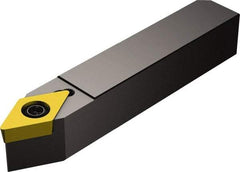 Sandvik Coromant - QS-SDNC, Neutral Cut, 27.50° Lead Angle, 16mm Shank Height x 16mm Shank Width, Neutral Rake Indexable Turning Toolholder - 70mm OAL, DCMT 11 T3 08 Insert Compatibility, Series CoroTurn 107 - Eagle Tool & Supply