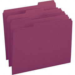 SMEAD - 11-5/8 x 9-1/2", Letter Size, Maroon, File Folders with Top Tab - 11 Point Stock, Assorted Tab Cut Location - Eagle Tool & Supply