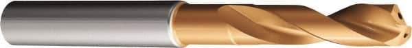 Sandvik Coromant - 8mm 140° Spiral Flute Solid Carbide Screw Machine Drill Bit - TiAlN Finish, Right Hand Cut, 1.6142" Flute Length, 3.1102" OAL, Split Point, Straight Shank, Through Coolant - Eagle Tool & Supply