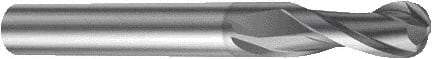 Sandvik Coromant - 1/8" Diam, 6.35mm LOC, Solid Carbide Ball End Mill - Single End, 3" OAL, 1/4" Shank Diam, Ball Flute - Eagle Tool & Supply