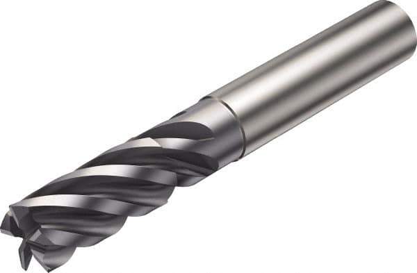 Sandvik Coromant - 6.35mm, 5 Flute, Solid Carbide, Corner Radius End Mill - 63.5mm OAL, 38° Helix, Right Hand Flute, 15.9mm LOC, Right Hand Cut - Eagle Tool & Supply