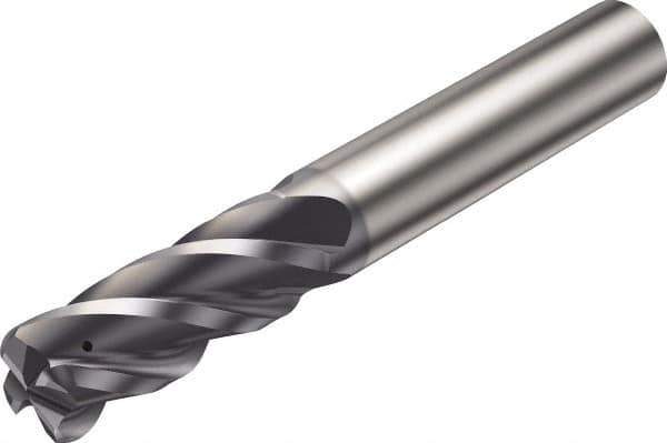Sandvik Coromant - 5/16", 3/4" LOC, 5/16" Shank Diam, 2-1/2" OAL, 4 Flute, Solid Carbide Square End Mill - Single End, AlTiN Finish, Spiral Flute, 38° Helix, Right Hand Cut, Right Hand Flute, Series CoroMill Plura - Eagle Tool & Supply