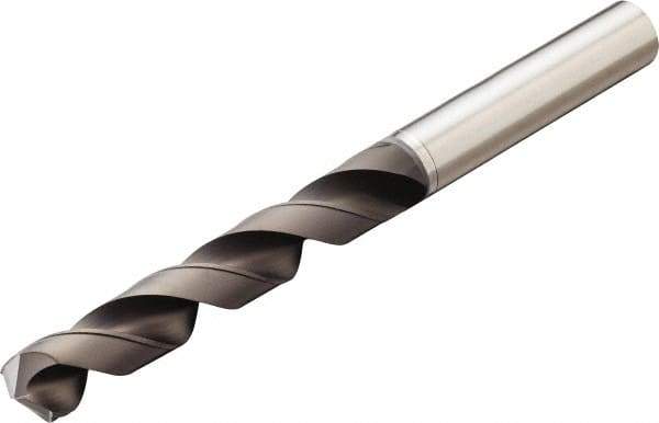 Sandvik Coromant - 5/16" 130° Solid Carbide Jobber Drill - Diamond Finish, Right Hand Cut, Spiral Flute, Straight Shank, 3.5827" OAL, Split Point - Eagle Tool & Supply