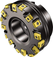 Sandvik Coromant - 101.6mm Cut Diam, 38.1mm Arbor Hole, 0.9mm Max Depth of Cut, 25° Indexable Chamfer & Angle Face Mill - 6 Inserts, 425N-1707 Insert, 425N-1707 Cut, Series CoroMill 425 - Eagle Tool & Supply