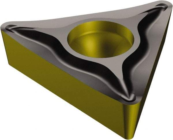 Sandvik Coromant - TCGT222 UM Grade 1515 Carbide Turning Insert - TiCN/Al2O3/TiN Finish, 60° Triangle, 1/4" Inscr Circle, 1/8" Thick, 1/32" Corner Radius - Eagle Tool & Supply
