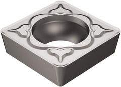 Sandvik Coromant - SCMT32.52 KM Grade H13A Carbide Turning Insert - Uncoated, 90° Square, 3/8" Inscr Circle, 5/32" Thick, 1/32" Corner Radius - Eagle Tool & Supply