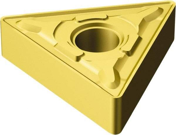 Sandvik Coromant - TNMG333 MRR Grade 2025 Carbide Turning Insert - TiCN/AI2O3/TiN Finish, 60° Triangle, 3/8" Inscr Circle, 3/16" Thick, 3/64" Corner Radius - Eagle Tool & Supply