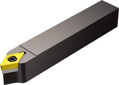 Sandvik Coromant - SDNC, Neutral Cut, 27.50° Lead Angle, 16mm Shank Height x 16mm Shank Width, Neutral Rake Indexable Turning Toolholder - 100mm OAL, DCMT 11 T3 08 Insert Compatibility, Series CoroTurn 107 - Eagle Tool & Supply