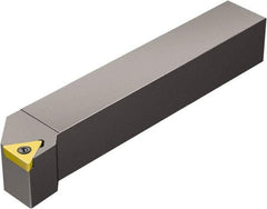 Sandvik Coromant - STFC, Left Hand Cut, -1° Lead Angle, 25mm Shank Height x 25mm Shank Width, Neutral Rake Indexable Turning Toolholder - 150mm OAL, TCMT 16 T3 08 Insert Compatibility, Series CoroTurn 107 - Eagle Tool & Supply
