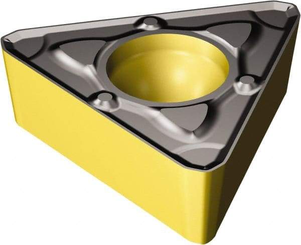 Sandvik Coromant - TCMX222 WM Grade 3225 Carbide Turning Insert - TiCN/AI2O3/TiN Finish, 60° Triangle, 1/4" Inscr Circle, 1/8" Thick, 1/32" Corner Radius - Eagle Tool & Supply