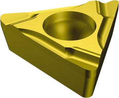 Sandvik Coromant - TCGT1.81.51 K Grade 1525 Cermet Turning Insert - TiCN/TiN Finish, 60° Triangle, 7/32" Inscr Circle, 3/32" Thick, 1/64" Corner Radius - Eagle Tool & Supply