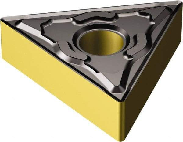Sandvik Coromant - TNMG332 KF Grade 3210 Carbide Turning Insert - TiCN/AI2O3/TiN Finish, 60° Triangle, 3/8" Inscr Circle, 3/16" Thick, 1/32" Corner Radius - Eagle Tool & Supply