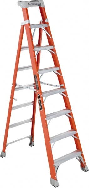 Louisville - 7 Steps, 8' High, Type IA Rating, Fiberglass Step Ladder - Eagle Tool & Supply