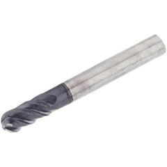 Iscar - 12mm Diam, 24mm LOC, 4 Flute Solid Carbide Ball End Mill - TiAlN Finish, Single End, 83mm OAL, 12mm Shank Diam, Spiral Flute - Eagle Tool & Supply