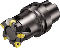 Sandvik Coromant - 8 Inserts, 63mm Cut Diam, 63mm Arbor Diam, 5.5mm Max Depth of Cut, Indexable Square-Shoulder Face Mill - 102mm High, 490R-08T308 Insert Compatibility, Through Coolant, Series CoroMill 490 - Eagle Tool & Supply