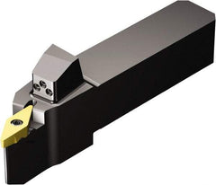 Sandvik Coromant - QS-TR-V..R/L..HP, Right Hand Cut, -3° Lead Angle, 25mm Shank Height x 25mm Shank Width, Neutral Rake Indexable Turning Toolholder - 128mm OAL, TR-VB1308 Insert Compatibility, Series CoroTurn TR - Eagle Tool & Supply