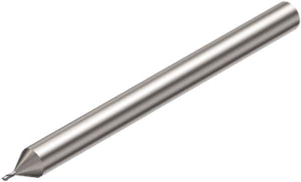 Sandvik Coromant - 0.4mm, 0.4mm LOC, 3mm Shank Diam, 38mm OAL, 2 Flute, Solid Carbide Square End Mill - TiAlN Finish, 30° Helix, Centercutting, Right Hand Cut, Right Hand Flute, Series CoroMill Plura - Eagle Tool & Supply