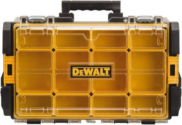 DeWALT - 12 Compartment Tool Organizer - 13-1/8" Wide x 4-1/2" Deep x 21-5/8" High, Polycarbonate, Black - Eagle Tool & Supply