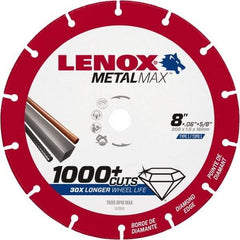 Lenox - 8" 40/50 Grit Diamond Cutoff Wheel - 0.06" Thick, 5/8" Arbor, 7,600 Max RPM, Use with Circular Saws - Eagle Tool & Supply