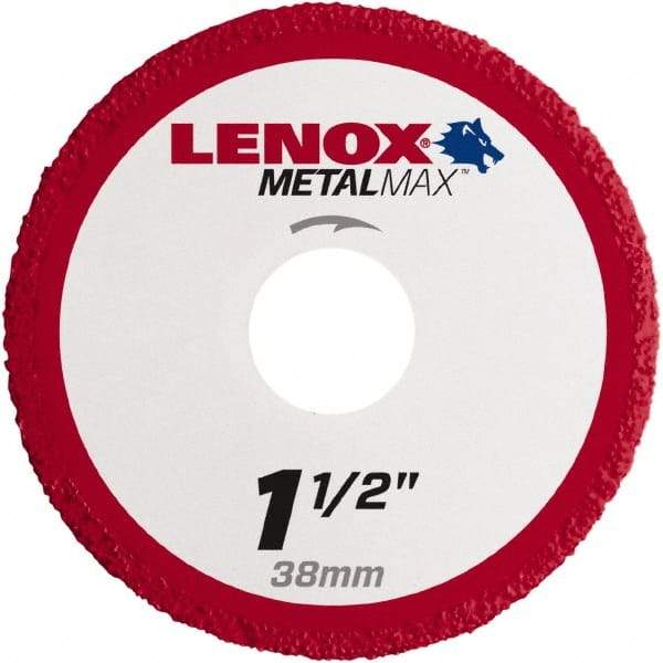 Lenox - 1-1/2" 40/50 Grit Diamond Cutoff Wheel - 0.05" Thick, 3/8" Arbor, 40,200 Max RPM, Use with Die Grinders - Eagle Tool & Supply