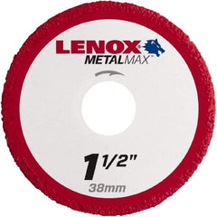 Lenox - 1-1/2" 40/50 Grit Diamond Cutoff Wheel - 0.05" Thick, 3/8" Arbor, 40,200 Max RPM, Use with Die Grinders - Eagle Tool & Supply