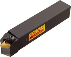 Sandvik Coromant - CTDPR/L, Right Hand Cut, 45° Lead Angle, 12mm Shank Height x 12mm Shank Width, Positive Rake Indexable Turning Toolholder - 80mm OAL, TPUN 11 03 04, TPU 221 Insert Compatibility, Series T-Max S - Eagle Tool & Supply