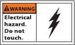 NMC - Accident Prevention Label, Header: WARNING - Legend: Warning - Electrical Hazard - Do Not Touch, English, Black & Orange, 5" Long x 3" High, Sign Muscle Finish - Eagle Tool & Supply