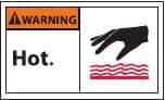 NMC - Accident Prevention Label, Header: WARNING - Legend: Warning - Hot, English, Black & Orange, 5" Long x 3" High, Sign Muscle Finish - Eagle Tool & Supply