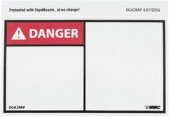 NMC - Accident Prevention Label, Header: DANGER - Legend: DANGER, English, Red, Black & White, 5" Long x 3" High, Sign Muscle Finish - Eagle Tool & Supply